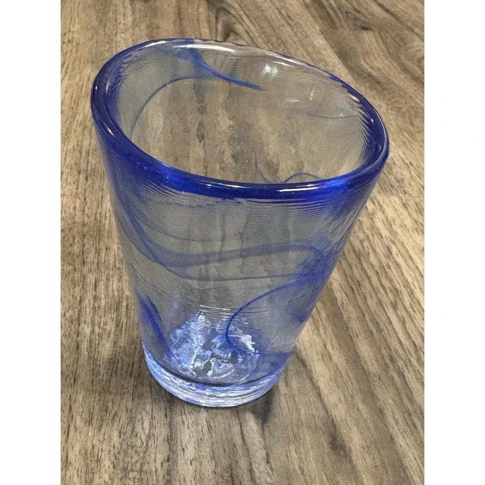 Kosta Boda Ulrica Hydman-Vallien UVH Blue Art Glass Vase Asymmetrical Sweden